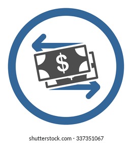 Money Exchange vector icon. Style is bicolor flat rounded symbol, cobalt and gray colors, rounded angles, white background.