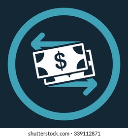Money Exchange vector icon. Style is bicolor flat rounded symbol, blue and white colors, rounded angles, dark blue background.