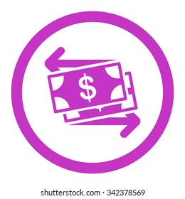 Money Exchange vector icon. Style is flat rounded symbol, violet color, rounded angles, white background.
