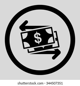 Money Exchange vector icon. Style is flat rounded symbol, black color, rounded angles, light gray background.