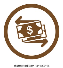 Money Exchange vector icon. Style is flat rounded symbol, brown color, rounded angles, white background.