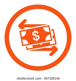 Money Exchange vector icon. Style is flat rounded symbol, orange color, rounded angles, white background.