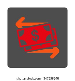 Money Exchange vector icon. Style is flat rounded square silver button with red symbol, white background.