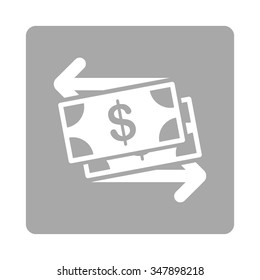 Money Exchange vector icon. Style is flat rounded square button, white and silver colors, white background.