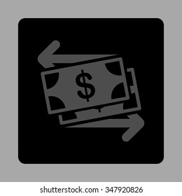 Money Exchange vector icon. Style is flat rounded square button, gray and black colors, silver background.