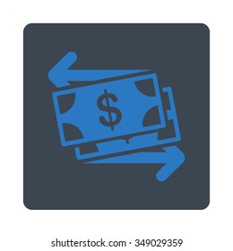 Money Exchange vector icon. Style is flat rounded square button, smooth blue colors, white background.