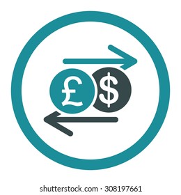 Money Exchange vector icon. This flat rounded symbol uses soft blue colors and isolated on a white background.