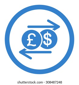 Money Exchange vector icon. This flat rounded symbol uses cobalt color and isolated on a white background.