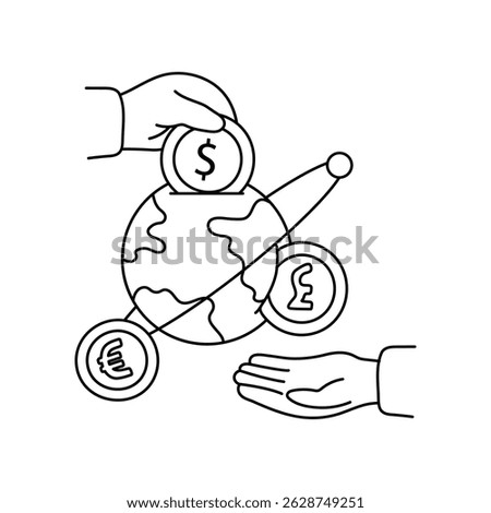 Money exchange vector outline illustrations. EPS 10 file