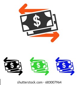 Money Exchange vector pictogram. Illustration style is a flat iconic colored symbol with different color versions.