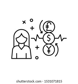 Money exchange woman stock icon. Element of business icon