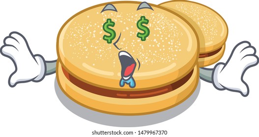 Money eye alfajores isolated with in the mascot