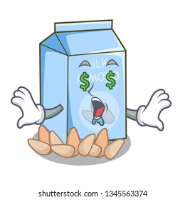 Money eye almond milk in the cartoon shape