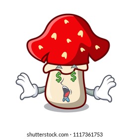 Money eye amanita mushroom mascot cartoon