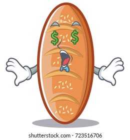 Money eye baked bread character cartoon