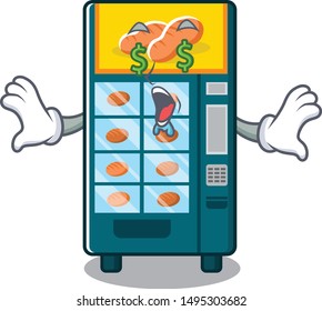 Money eye bakery vending machine in the cartoon