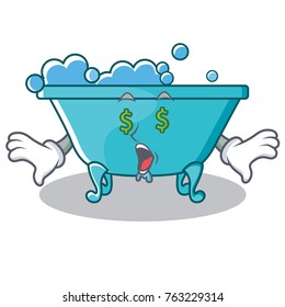 Money eye bathtub character cartoon style