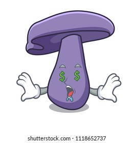 Money eye blewit mushroom mascot cartoon