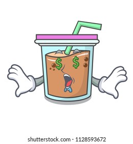 Money eye bubble tea mascot cartoon