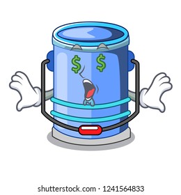 Money eye bucket cylinder water in shape character
