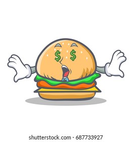 Money eye burger character fast food