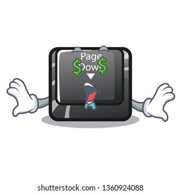 Money eye button page down installed on cartoon