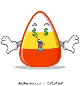 Money eye candy corn character cartoon