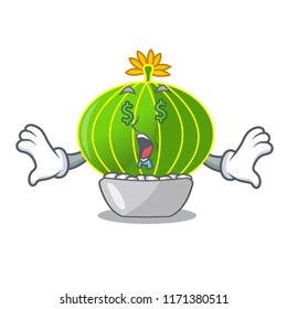 Money eye cartoon plants notocactus in the desert garden