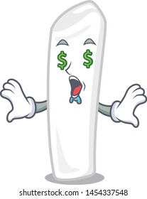 Money eye chalk cartoon in front of board