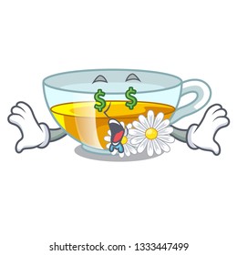 Money eye chamomile tea isolated the with mascot