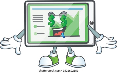 Money eye up chart horizontal table on white background