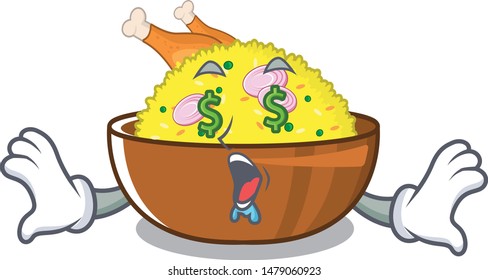 Money eye chicken biryani with in cartoon shape
