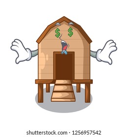 Money Eye Chicken In A Wooden Cartoon Coop