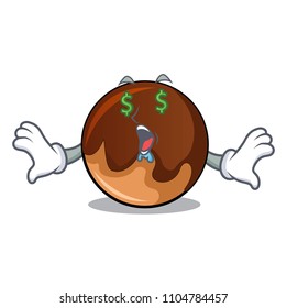 Money eye chocolate donut mascot cartoon