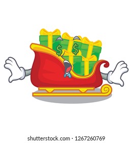 Money eye christmas Santa sleigh isolated on mascot