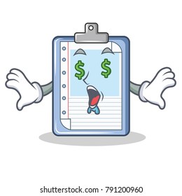 Money eye clipboard character cartoon style vector illustration