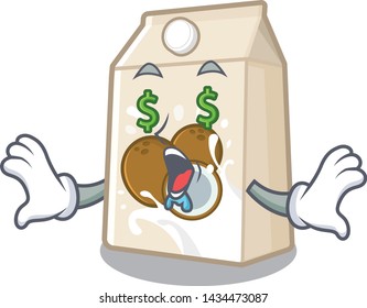 Money eye coconut milk poured in cartoon glass