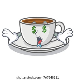 Money eye coffee character cartoon style