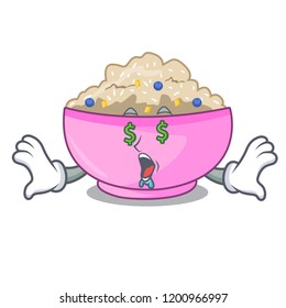 Money eye cooked whole porridge oats in cartoon pan