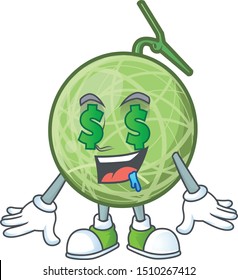 Money eye design melon cartoon character for fruit logo.
