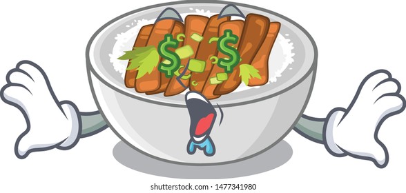 Money eye donburi above a tables wood cartoon