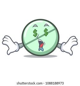 Money eye drug tablet mascot cartoon