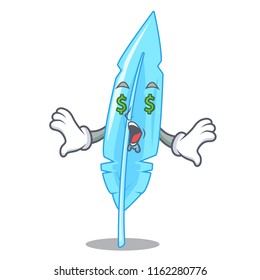 Money eye feather mascot cartoon style