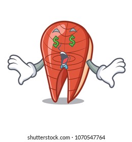 Money eye fish slice mascot cartoon