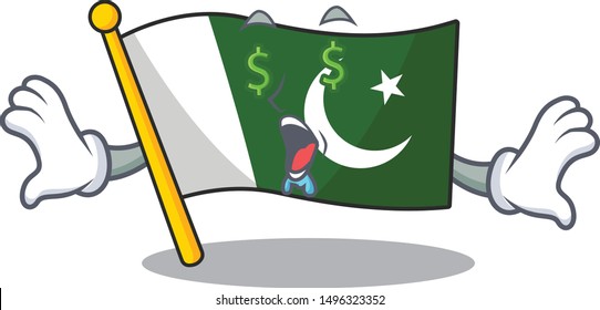 Money eye flag pakistan isolated in the cartoon
