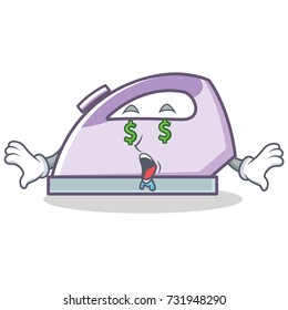 Money eye flat iron character vector art