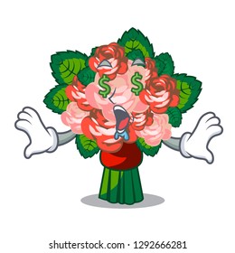 Money eye flower bouquet placed on glass cartoon