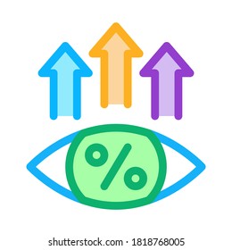 money eye growth up icon vector. money eye growth up sign. color symbol illustration