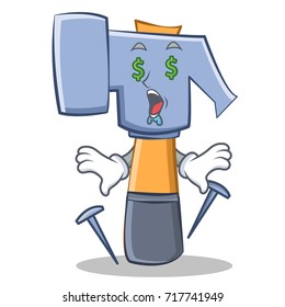 Money eye hammer character cartoon emoticon