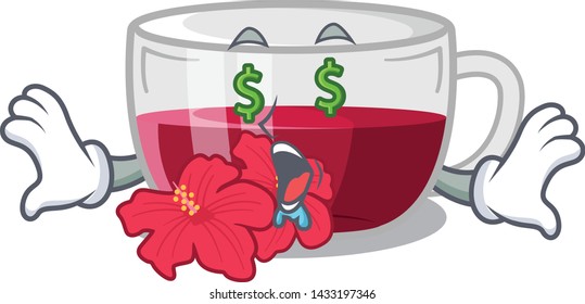 Money eye hibiscus tea in a cartoon bottle